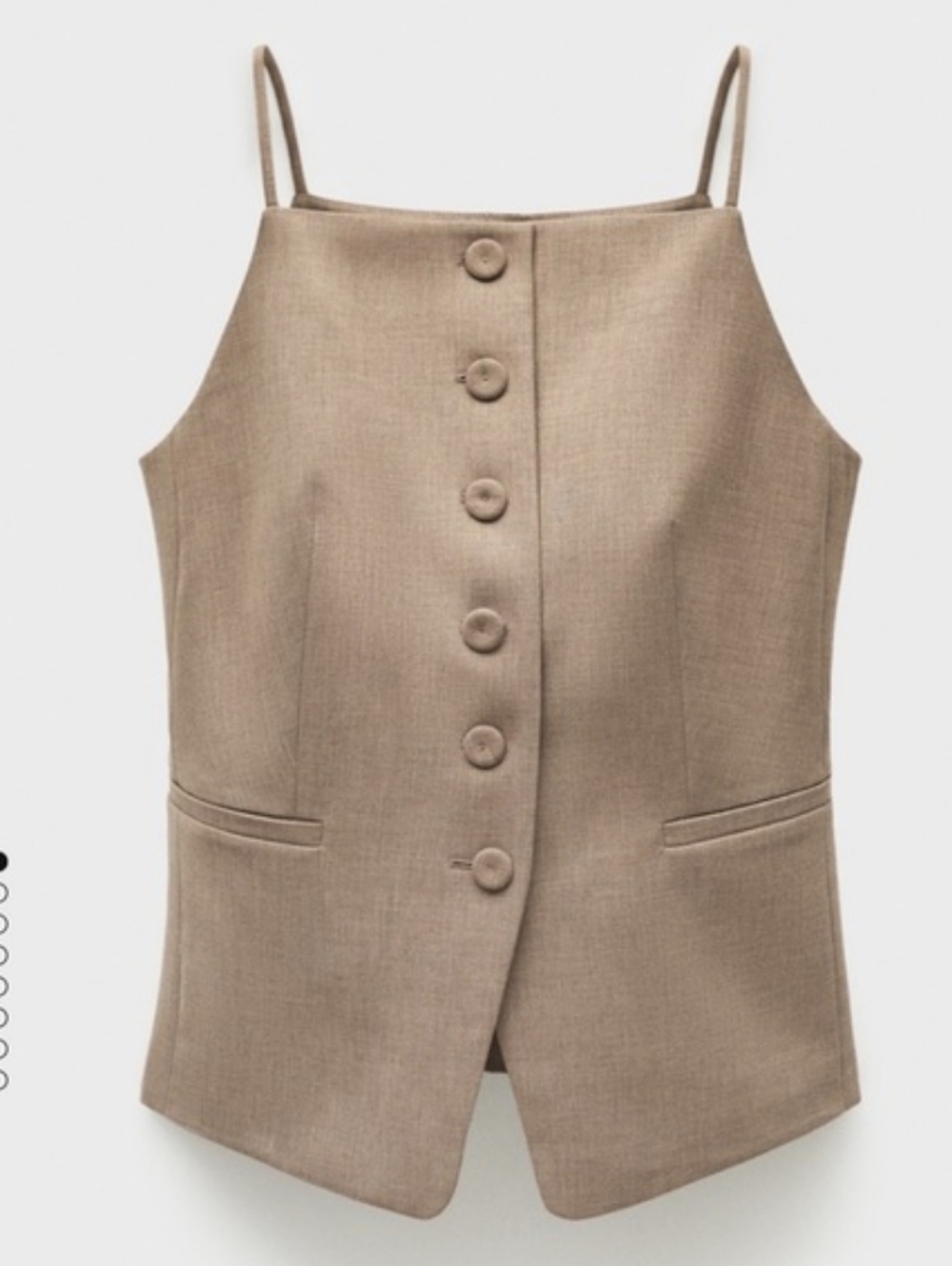 Mango Tan Button-Front Spaghetti Strap Top - Picture 8 of 9
